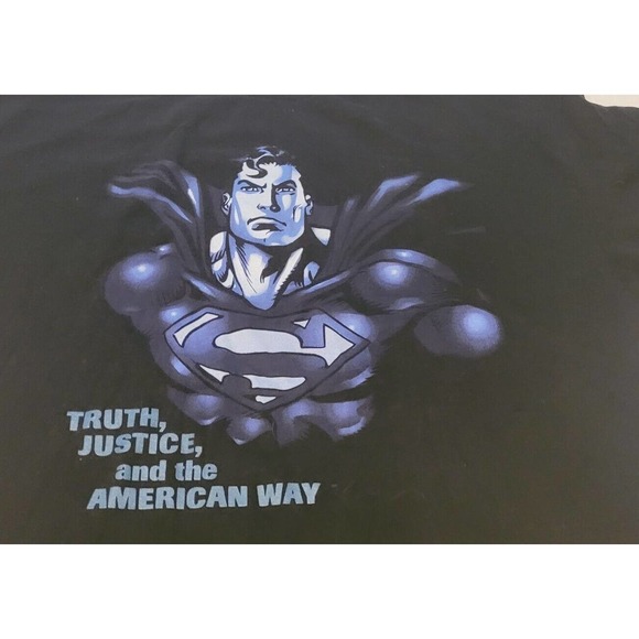 Vintage Superman T-Shirt Blue Black Size XL Warner Bros DC Comics - Picture 6 of 6